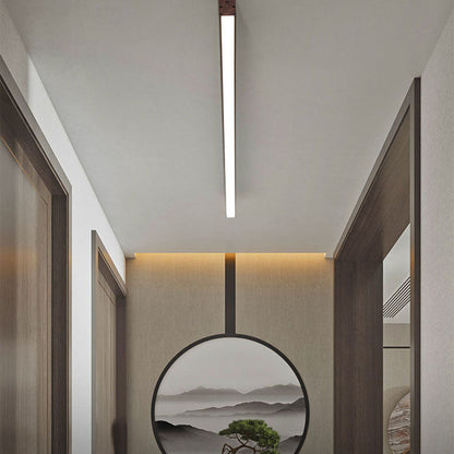 Rectangular Flush Mount LED Fixture 47 Inches Aluminum with Wood Grain Acrylic Diffuser for Dining Room Bedroom Office Natural Warm Minimali
