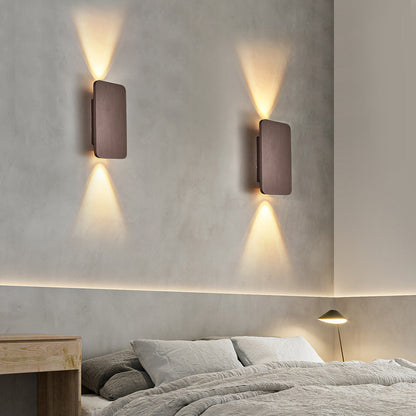 Rectangular Metal Wall Sconce with Warm LED Light for Bedroom & Living Room | Modern Hardwired Fixture in Gold, Black, White, Gray & Brown