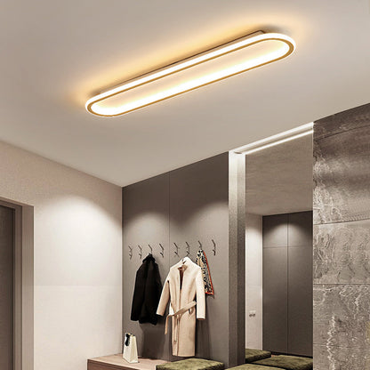Oval Ceiling Light Fixture with Integrated LED Strip – Modern Flush Mount for Hallway, Bedroom & Living Room