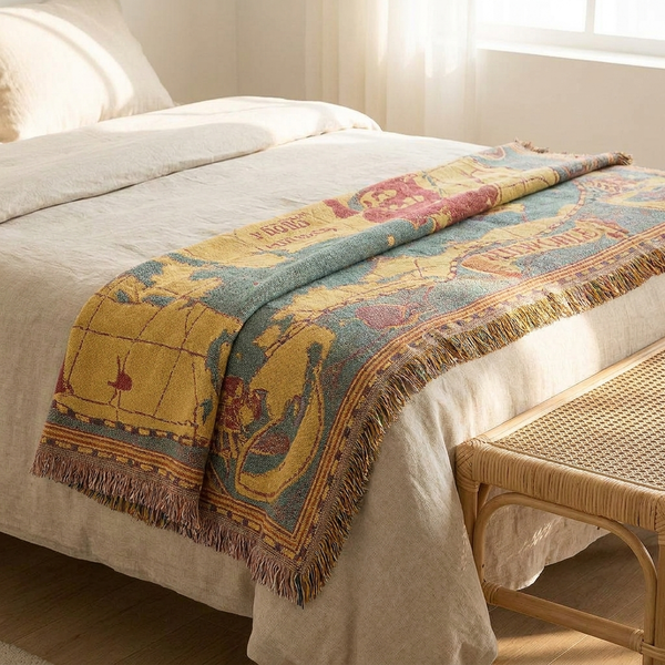 WANDERSCAPE – Vintage Map Blanket for Cozy Everyday Living