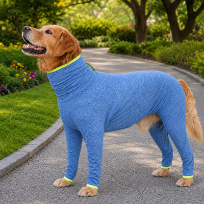 Ortekor Large Dog Full-Body Suit for Indoor Wear - Stretch 4-Leg Coverall