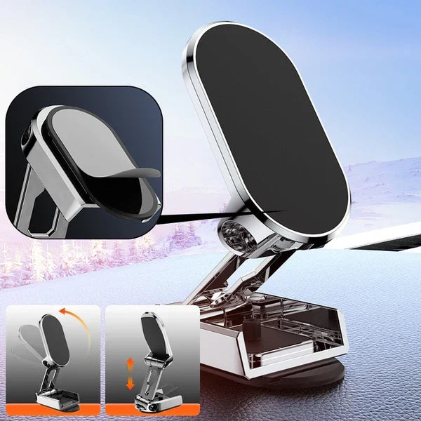 Dashboard Cell Phone Mount with Strong Magnet for Hands-Free Navigation in Any Vehicle Silver Black 360° Rotation Grip