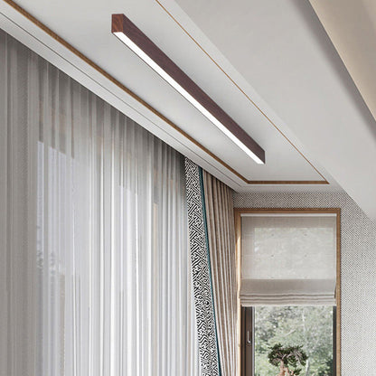 Hardwired Linear LED Ceiling Light with Natural Aluminum Frame & Acrylic Diffuser for Living Room, Bedroom & Entryway