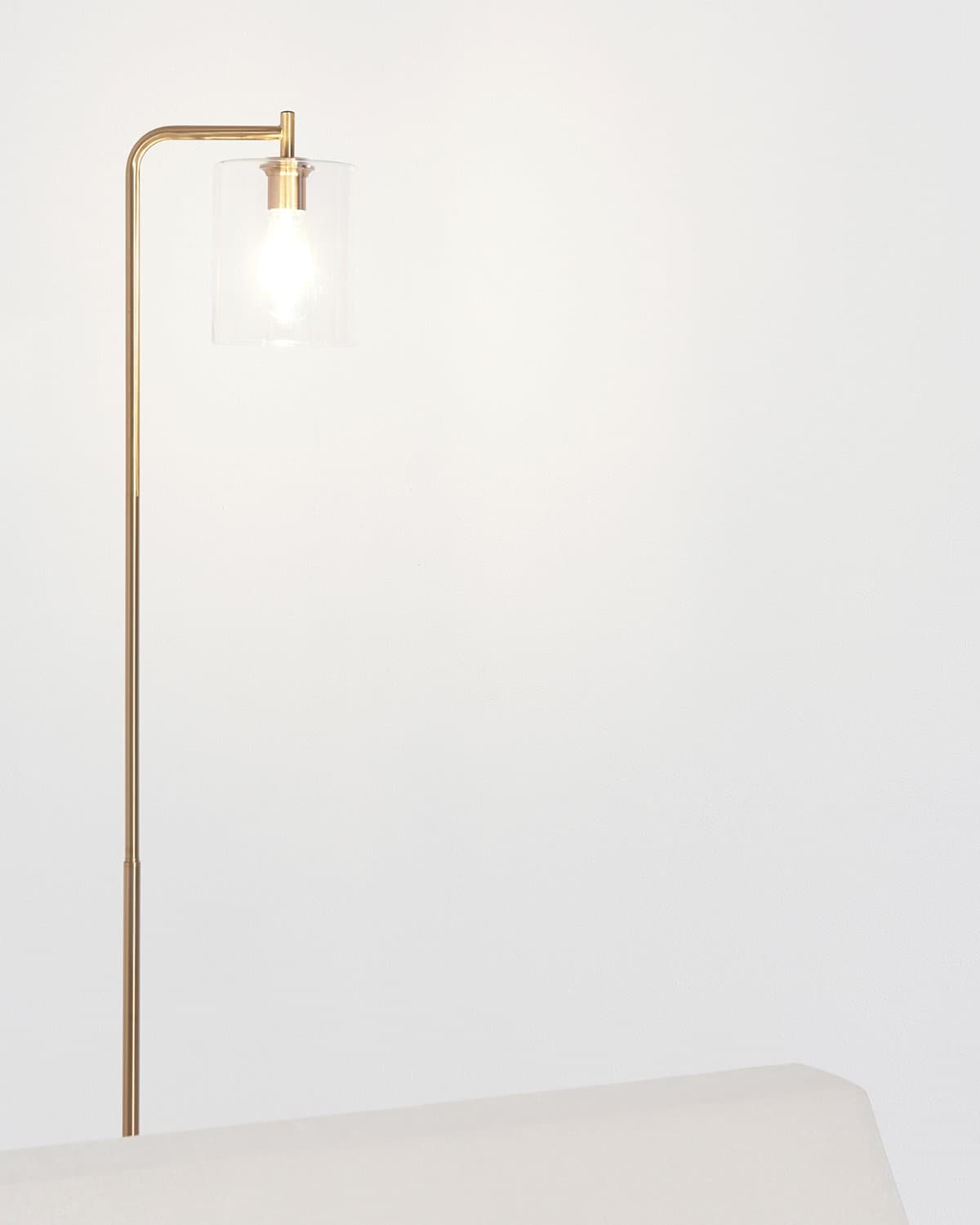 66-Inch Tall Standing Lamp with Glass Shade for Living Room Bedside Reading Warm LED Light Foot Switch Brass-Tone Metal Finish