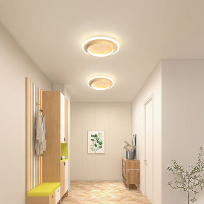 9.4 in Round LED Flush Mount Light with Ring Glow Effect for Hallways Bedrooms Entryways Modern Low-Profile Fixture Aluminum Acrylic