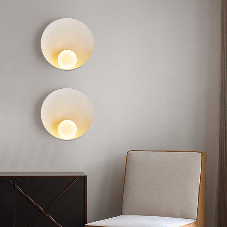 Modern Glass Shade Sconce 9 in Square Hardwired Fixture for Bedroom Study Hallway Ambient Light White Wood Accent Resin & Metal Frame LED Co