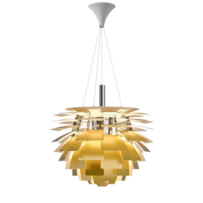 Sculptural Metal Shade Hanging Fixture 20 in Adjustable Height Overhead Lighting for Dining Room Kitchen Island Entryway Warm Glow Installat