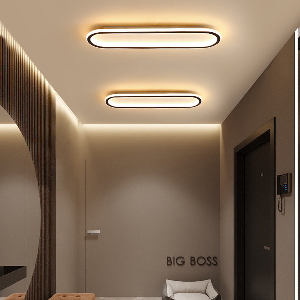 Oval Ceiling Light Fixture with Integrated LED Strip – Modern Flush Mount for Hallway, Bedroom & Living Room
