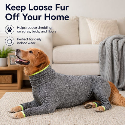 Ortekor Large Dog Full-Body Suit for Indoor Wear - Stretch 4-Leg Coverall