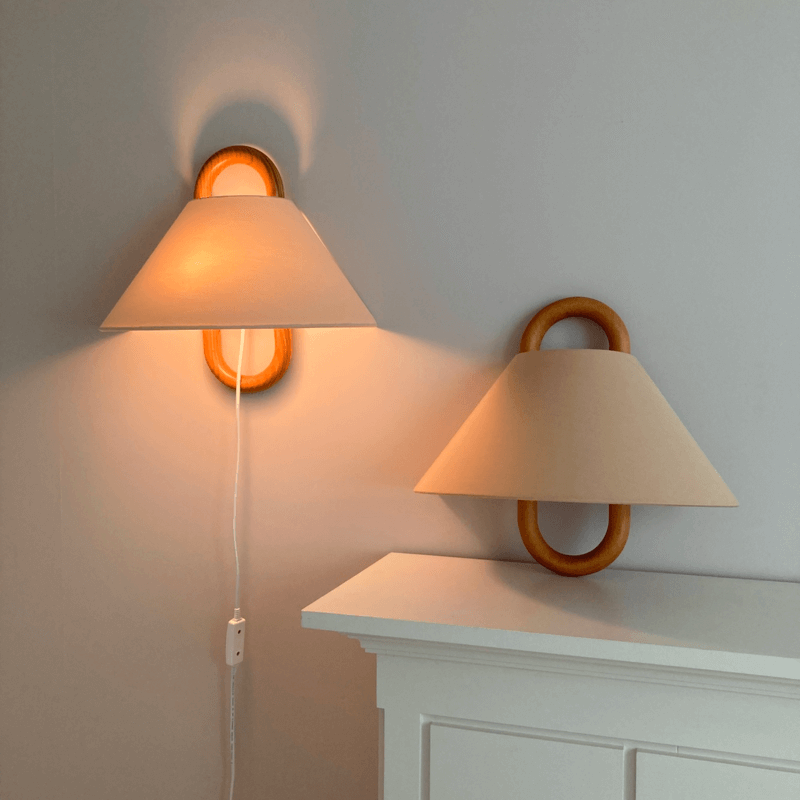 Sconce Light Fixture Wooden Frame Cloth Shade E12 Socket Flexible Install for Bedroom Living Room Hallway Apartment Home