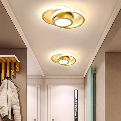 Double Ring LED Flush Mount Light Black Contemporary Overhead Fixture for Entryway Foyer Apartment Passageway Interior Decor