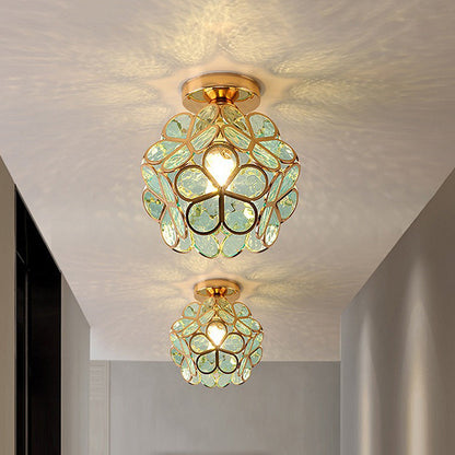 Flush Mount Flower Fixture in Gold with Acrylic Shade for Entryway Bedroom Small Spaces 8-Inch Modern LED Overhead Home Lighting