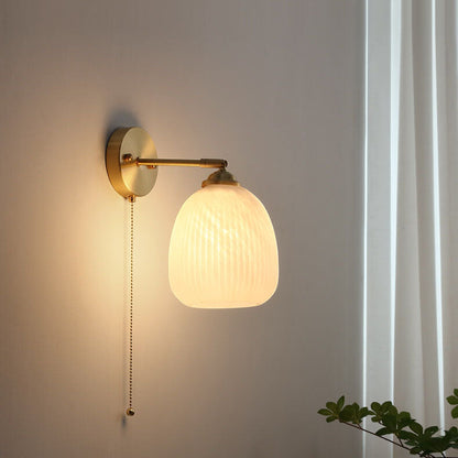 Compact Sconce Light Fixture White Shade Brass Accent 6 inch Wide for Bedroom Hallway Reading Nook Ambient Lighting E26 Socket Modern Minima