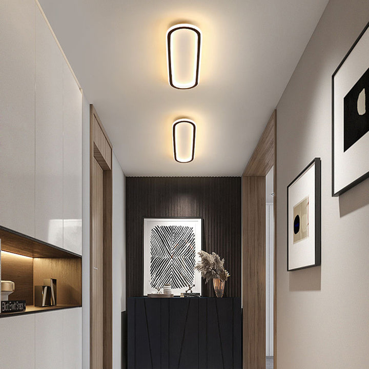 Flush Mount LED Ceiling Light Oval Low Profile Black White for Bedroom Hallway Entry Foyer Contemporary Overhead Lighting Modern Minimalist