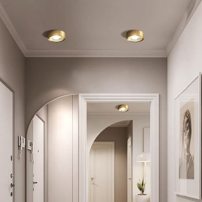 Slim-Profile Circular LED Ceiling Light – Brushed Copper Finish for Entryways, Bedrooms & Living Rooms