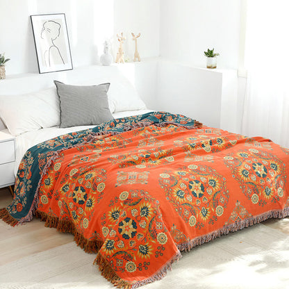 Reversible Cotton Quilt Lightweight Floral Bedspread for All Seasons Queen King Full Size Breathable Coverlet