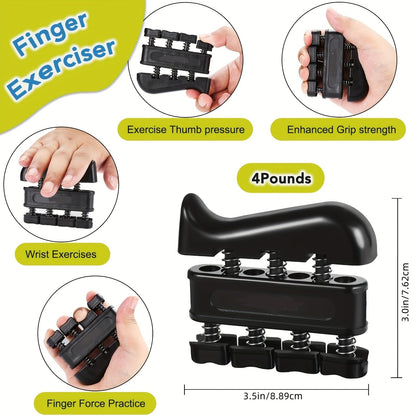 Hand Strengthener Grip Trainer Kit with Finger Exerciser, Resistance Ball & Forearm Ring for Rehabilitation & Muscle Building