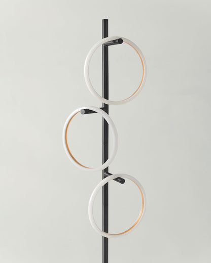 Triple-Ring LED Floor Lamp with Dimmer – 66" Tall Standing Light for Bedroom & Living Areas – Gold Metal Reading Lamp