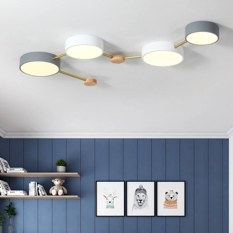 Contemporary Ceiling Light with Natural Wood Accents & Integrated LED | Geometric Multi-Bar Design for Living Rooms, Bedrooms, Hallways
