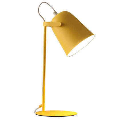 Single-Light Desk Lamp with Metal Bucket Shade in Soft Pastel Finish for Bedroom Nightstand or Living Room Side Table