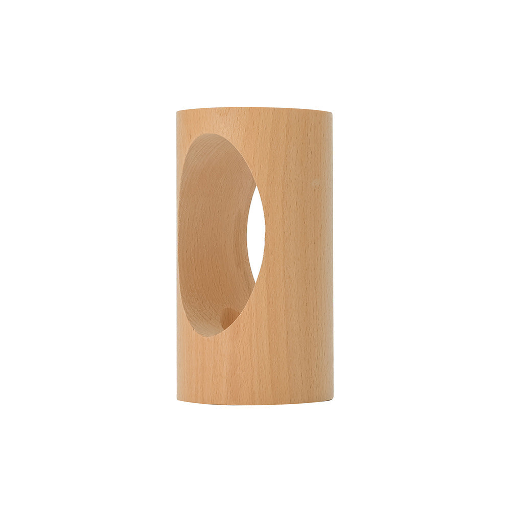 Wooden Column LED Desk Lamp with USB Power, Warm White Light for Bedroom & Office, Modern Japanese-Style Accent Light