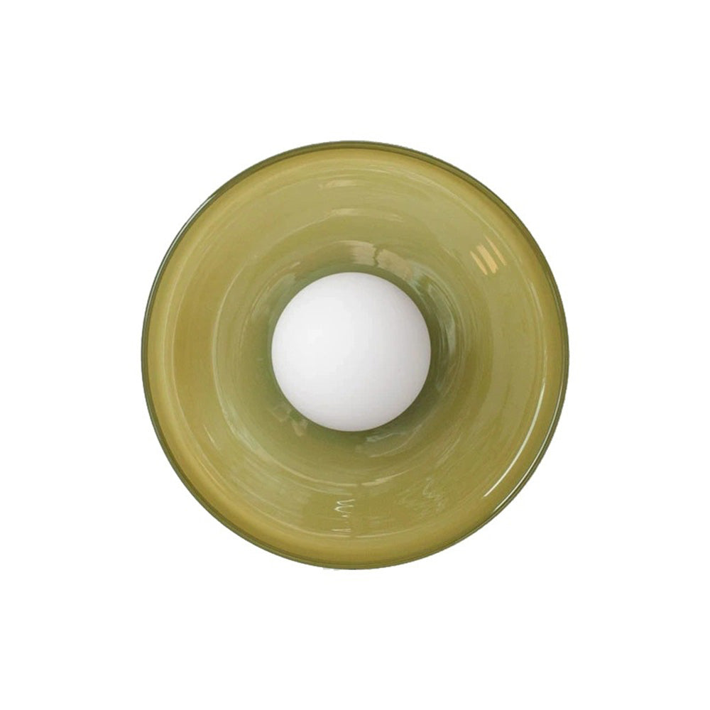 Glass Globe Flush Mount Light Fixture 8 in Amber Glow for Bedroom Wall Ceiling Modern Home Decor Sconce Versatile Installation