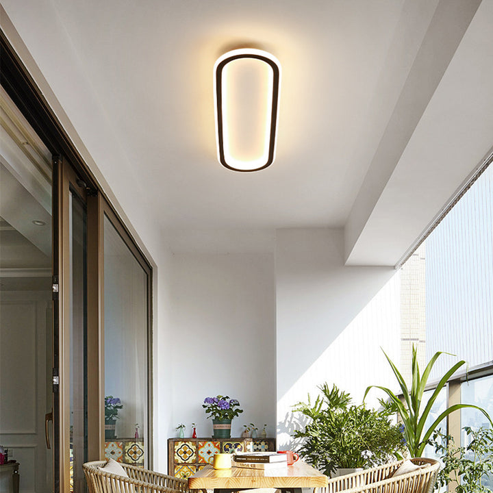 Flush Mount LED Ceiling Light Oval Low Profile Black White for Bedroom Hallway Entry Foyer Contemporary Overhead Lighting Modern Minimalist