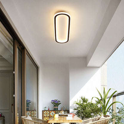 Flush Mount LED Ceiling Light Oval Low Profile Black White for Bedroom Hallway Entry Foyer Contemporary Overhead Lighting Modern Minimalist