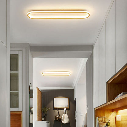 Flush Mount LED Ceiling Light Oval Low Profile Black White for Bedroom Hallway Entry Foyer Contemporary Overhead Lighting Modern Minimalist