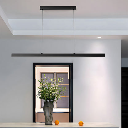 Linear Metal LED Fixture 47 in Black Kitchen Island Overhead Bar Lamp Slim Profile Adjustable Drop Modern Minimalist Style for Dining Room W