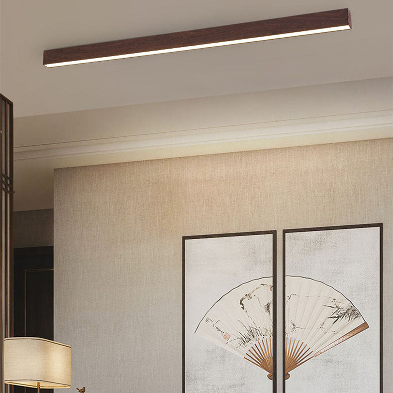 Hardwired Linear LED Ceiling Light with Natural Aluminum Frame & Acrylic Diffuser for Living Room, Bedroom & Entryway