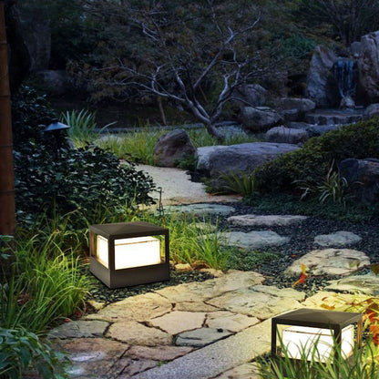 Compact Modern Black Aluminum LED Yard Light for Pathways, Gardens & Fences – Hardwired Outdoor Cylinder Fixture
