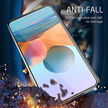 Magnetic Tempered Glass Phone Case for Samsung Galaxy with Dual-Sided Protection and Self-Locking Closure