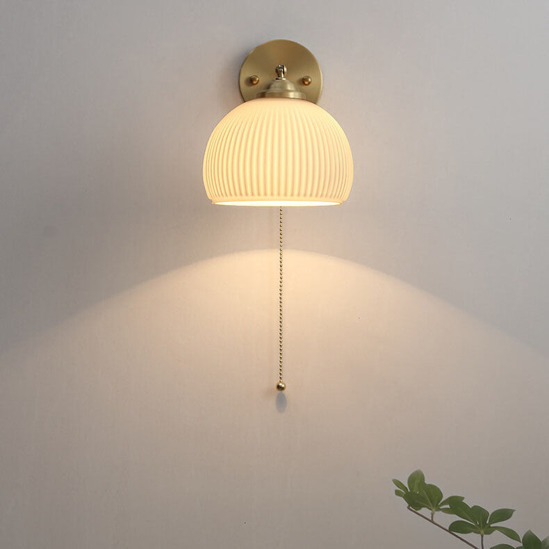 Compact Sconce Light Fixture White Shade Brass Accent 6 inch Wide for Bedroom Hallway Reading Nook Ambient Lighting E26 Socket Modern Minima