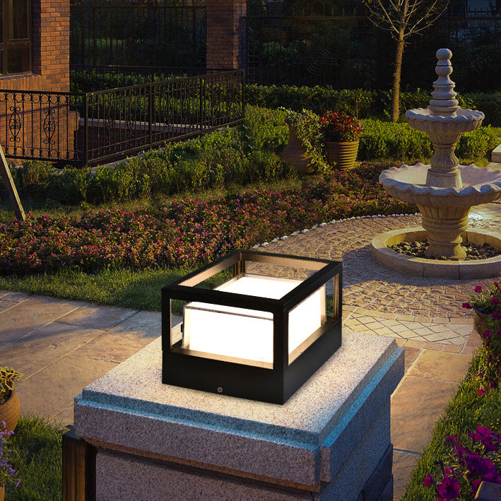 Compact Modern Black Aluminum LED Yard Light for Pathways, Gardens & Fences – Hardwired Outdoor Cylinder Fixture