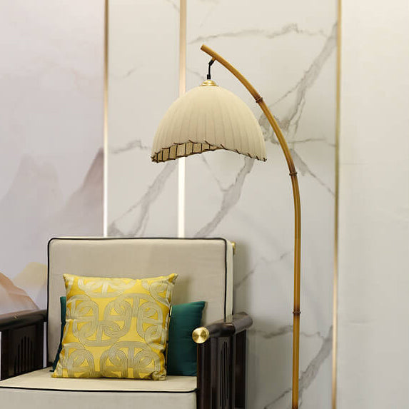 Standing Lamp with Stone Base and Fabric Shade 63 in Tall Natural White Plug-In Light for Bedroom Den Corner Accent Contemporary Home Decor