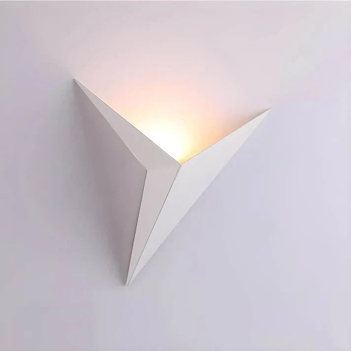 Iron Sconce Light 7.9 in Diameter Black Geometric Origami Shape 3000K Warm LED for Bedroom Hallway Living Spaces Modern Minimalist Indirect