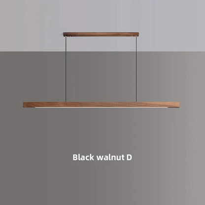 Linear Wood Hanging Light for Kitchen Island & Dining Table – Adjustable LED Ceiling Fixture in Pine or Walnut, 31-71 in Wide, Dimmable Opti