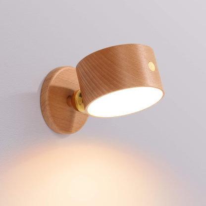 Rechargeable Magnetic Touch Control LED Accent Light for Hallway Bedroom Wall Sconce in Natural Wood Finish 3 in Wide 400 Lumens Ambient