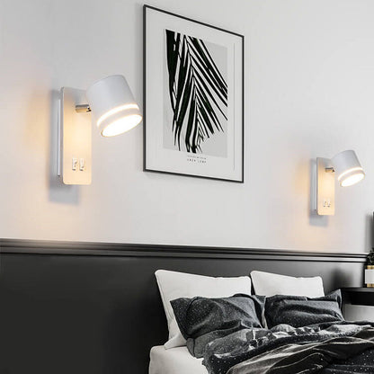 Adjustable LED Reading Sconce 3.3 in Iron Spotlight for Bedroom Hallway Modern Hardwired Task Light Rotatable Arm Wall Fixture Black White