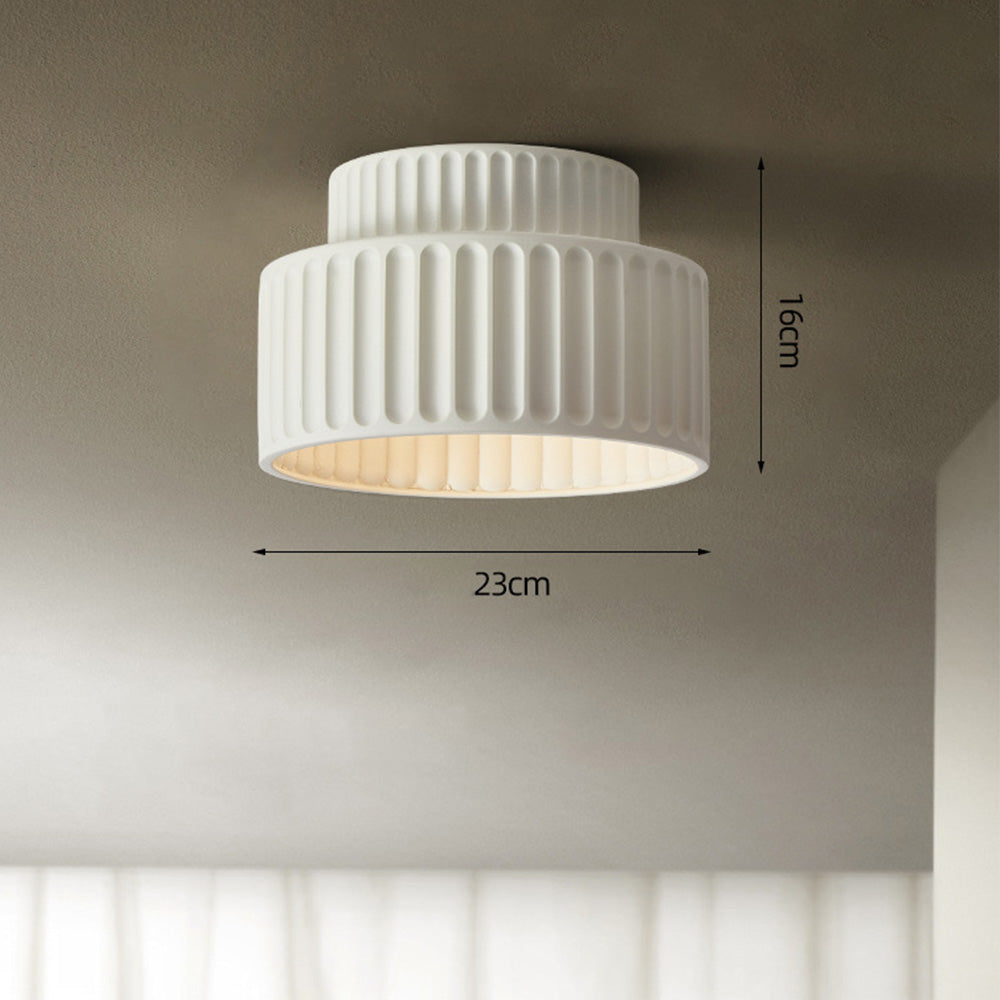 Flush Mount Resin Ceiling Light Fixture E27 Socket Textured Shade White for Kitchen Bedroom Hallway Low Profile Modern Minimalist Scandinavi