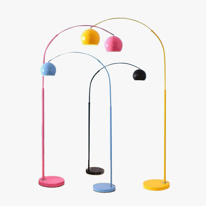 Arched Metal Floor Lamp with Globe Shade for Reading & Living Rooms – Yellow – 70 in Tall – E27 Socket with Foot Switch