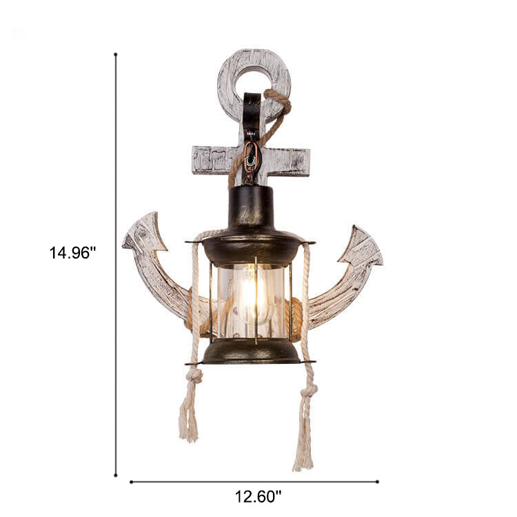 Industrial Wall Sconce Light Fixture with Glass Shade for Entryway Bedroom & Living Areas | Wood & Metal Accent Lighting E26 Socket