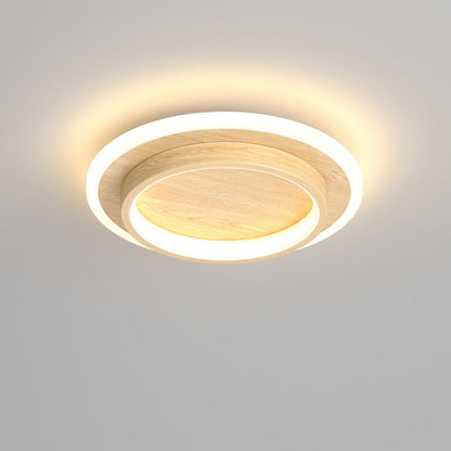 9.4 in Round LED Flush Mount Light with Ring Glow Effect for Hallways Bedrooms Entryways Modern Low-Profile Fixture Aluminum Acrylic