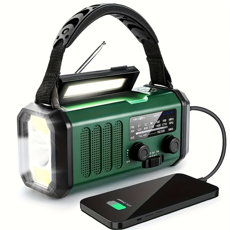 Emergency Weather Radio with Solar Panel Hand Crank Flashlight 10000mAh Power Bank AM FM NOAA SOS Compass USB-C Rechargeable Camping Surviva