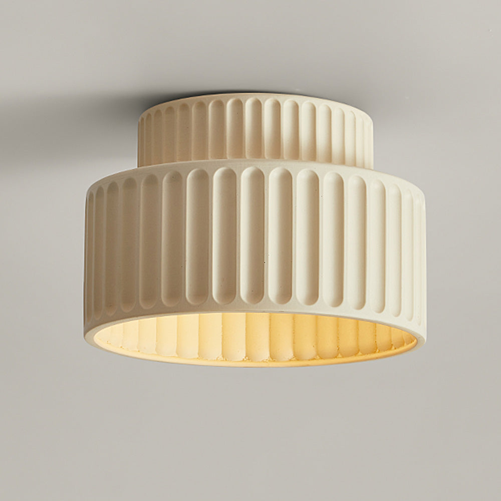 Flush Mount Resin Ceiling Light Fixture E27 Socket Textured Shade White for Kitchen Bedroom Hallway Low Profile Modern Minimalist Scandinavi