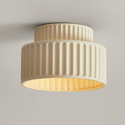 Flush Mount Resin Ceiling Light Fixture E27 Socket Textured Shade White for Kitchen Bedroom Hallway Low Profile Modern Minimalist Scandinavi