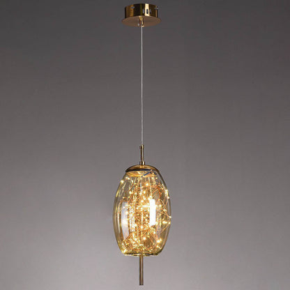 Glass Pendant Light with Adjustable Cord – Modern Minimalist Hanging Ceiling Fixture for Living Room, Bedroom & Dining | LED Ambient
