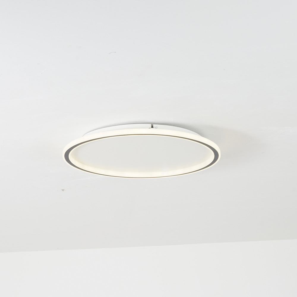 Dimmable Round LED Flush Mount Ceiling Light for Bedroom Living Room | Black White Metal Acrylic | Indoor Hardwired 12-20 Inch Fixture
