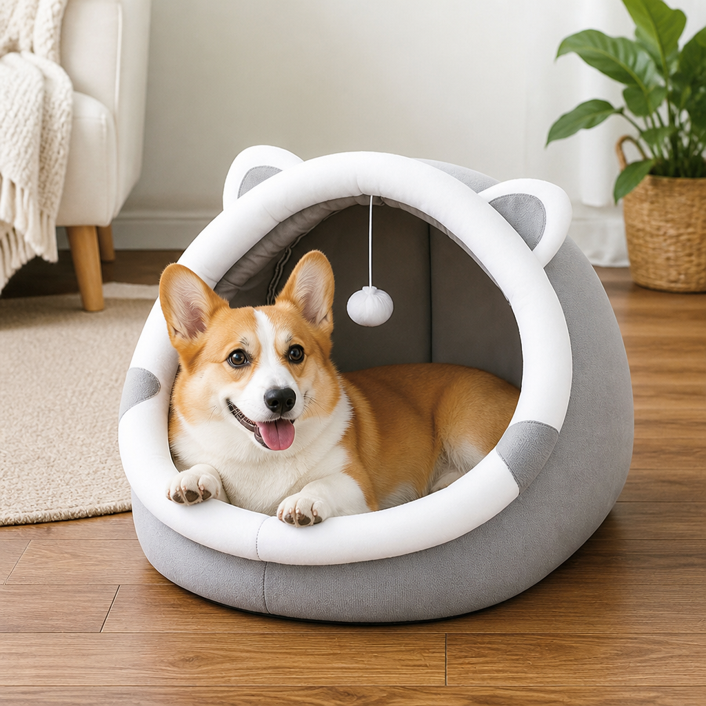Ortekor Plush Polyester & Washable Pet Cave Bed